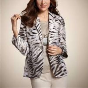 Chico’s tiger stripe Veronican Linen jacket. NWOT